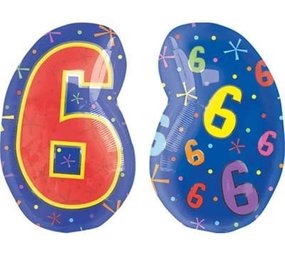 Tuf-Tuf Helium Ballon Shape cijfer 6 | 50cm Tuf-Tuf Helium Ballon Shape cijfer 6 | 50cm