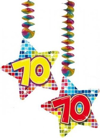 Folat Hang Decoratie Spiraal 70 jaar Stervorm | 2 stuks Folat Hang Decoratie Spiraal 70 jaar Stervorm | 2 stuks