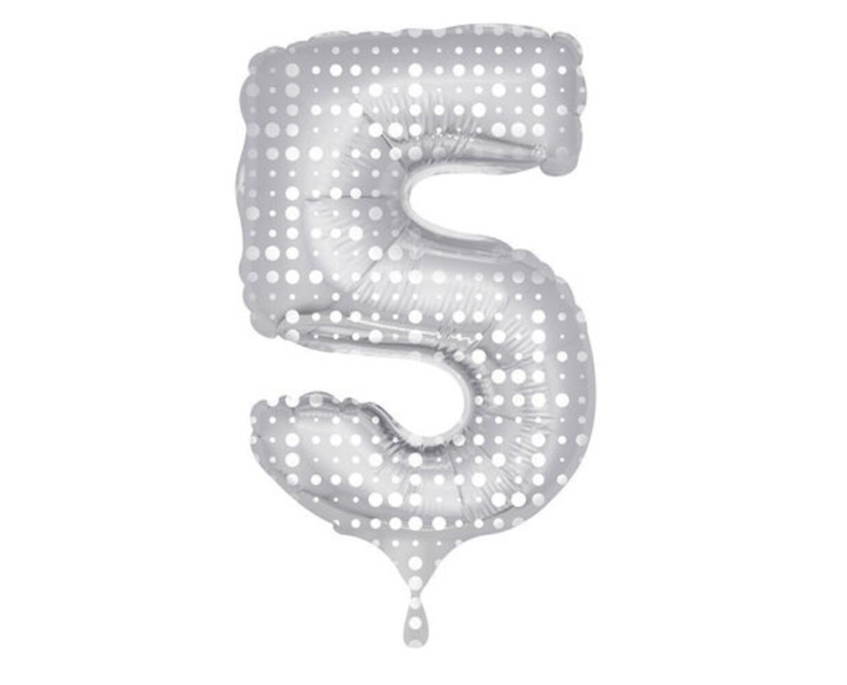 Folat Helium balloon number 5 silver with dots | 86cm Folat Helium balloon number 5 silver with dots | 86cm