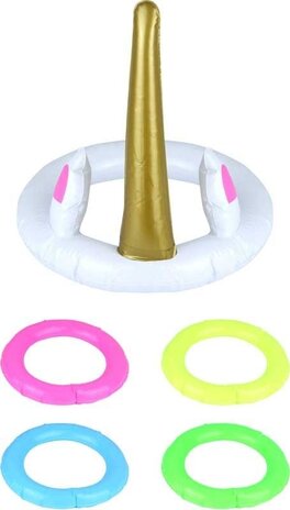 Jeu de lancer d'anneau gonflable licorne | par unité Jeu de lancer d'anneau gonflable licorne | par unité