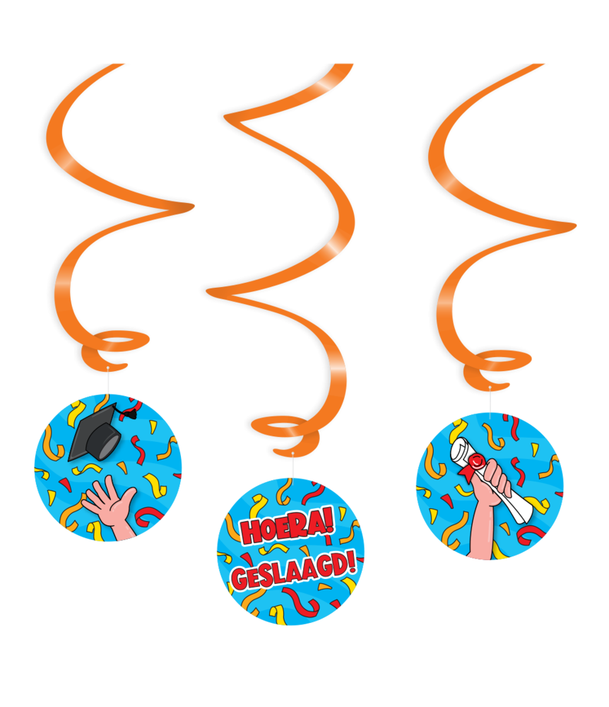 Paper Dreams Hoera Geslaagd Cartoon Decoratie Swirl | 3 stuks