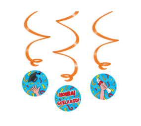 Paper Dreams Hoera Geslaagd Cartoon Decoratie Swirl | 3 stuks Paper Dreams Hoera Geslaagd Cartoon Decoratie Swirl | 3 stuks