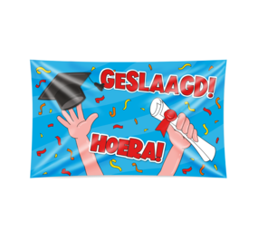 Paper Dreams Hoera Geslaagd Cartoon Gevelvlag | 150x90cm Paper Dreams Hoera Geslaagd Cartoon Gevelvlag | 150x90cm