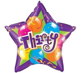 Qualatex Heliumballon Thirty Bunt 45 cm | pro Stück