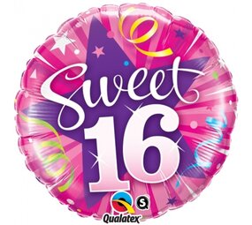 Qualatex Helium Ballon Sweet 16 45cm | per stuk Qualatex Helium Ballon Sweet 16 45cm | per stuk