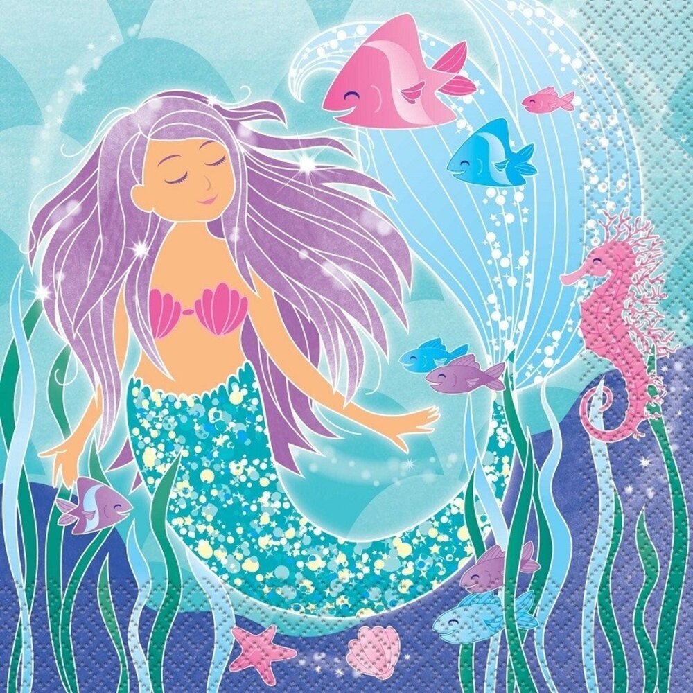 Unique Party Mermaid Napkins 33x33cm | 16 pieces