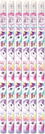 Henbrandt Unicorn pencils with gum | 6 pieces Henbrandt Unicorn pencils with gum | 6 pieces