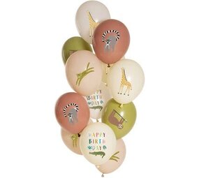 Folat Zoo Party Balloons Set Happy Birthday 33cm | 12 pieces Folat Zoo Party Balloons Set Happy Birthday 33cm | 12 pieces