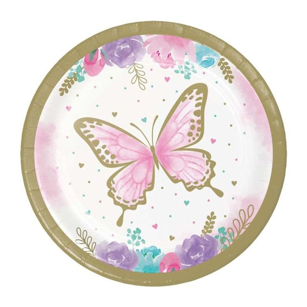 Creative Converting Vlinder Bordjes 17cm | 8 stuks Creative Converting Vlinder Bordjes 17cm | 8 stuks