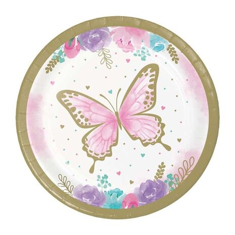 Creative Converting Vlinder Bordjes 17cm | 8 stuks Creative Converting Vlinder Bordjes 17cm | 8 stuks