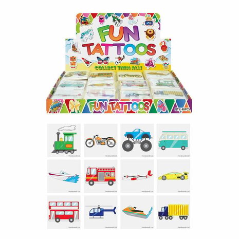Henbrandt Vehicles Fun Tattoos 12 pieces Henbrandt Vehicles Fun Tattoos 12 pieces