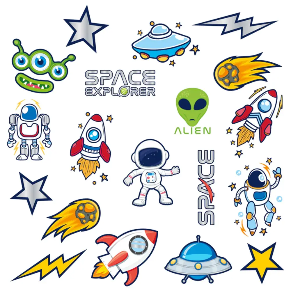 Tuf-Tuf Ruimte en Space Kosmos Tattoos | 19 per vel