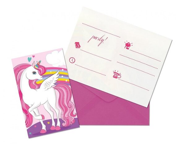 Procos Party Invitations de couleurs arc-en-ciel de la licorne | 6 morceaux Procos Party Invitations de couleurs arc-en-ciel de la licorne | 6 morceaux