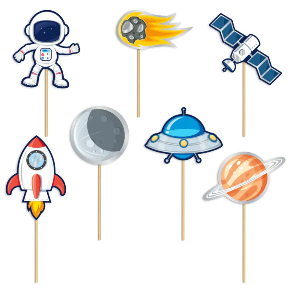 Tuf-Tuf Ruimte en Space Kosmos Cake Toppers | 7 stuks Tuf-Tuf Ruimte en Space Kosmos Cake Toppers | 7 stuks