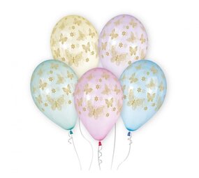 Godan Schmetterlingsballons Pastellfarben 33 cm | 5 Stücke