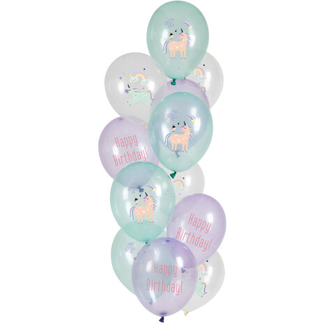 Folat Ensemble de ballons Licorne et arc-en-ciel 33 cm | 12 pièces Folat Ensemble de ballons Licorne et arc-en-ciel 33 cm | 12 pièces