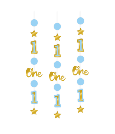 Paper Dreams 1 year decoration hanging decoration blue | 3 pieces Paper Dreams 1 year decoration hanging decoration blue | 3 pieces