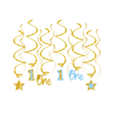 Paper Dreams Decoration 1 an Swirls Blue | 12 pièces