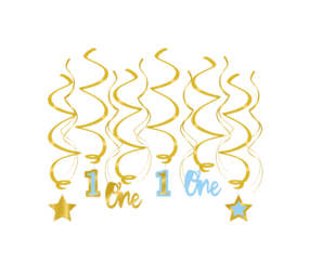 Paper Dreams 1 Jaar Versiering Swirls Blauw | 12 Stuks Paper Dreams 1 Jaar Versiering Swirls Blauw | 12 Stuks