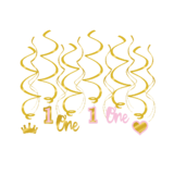 Paper Dreams 1 year Decoration Swirls Pink | 12 pieces