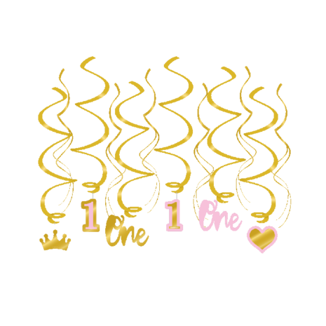 Paper Dreams 1 Jaar Versiering Swirls Roze | 12 Stuks