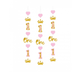 Paper Dreams 1 year decoration hanging decoration pink | 3 pieces