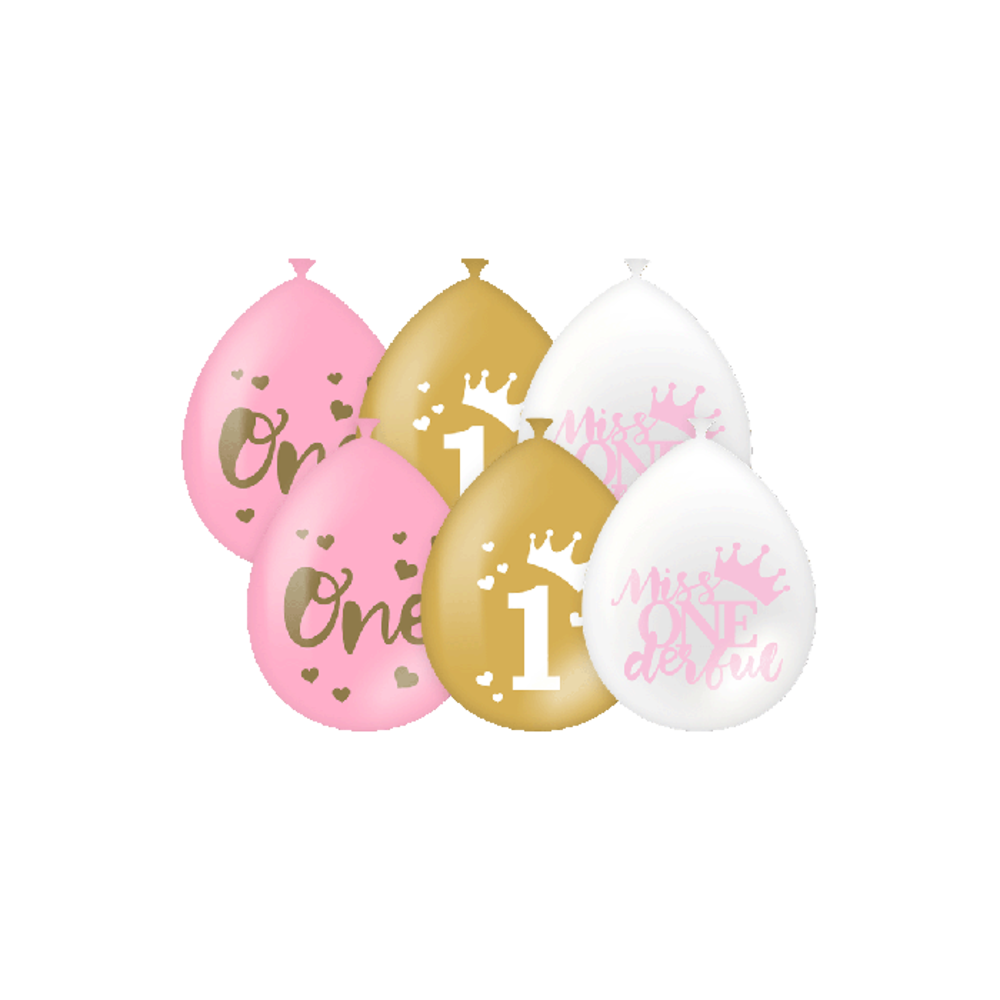 Paper Dreams 1 Jaar Ballonnen Miss One derful | Per 6 Stuks Paper Dreams 1 Jaar Ballonnen Miss One derful | Per 6 Stuks