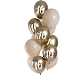 Folat 16 years Golden Latte Ballonset 33cm | 12 pieces Folat 16 years Golden Latte Ballonset 33cm | 12 pieces