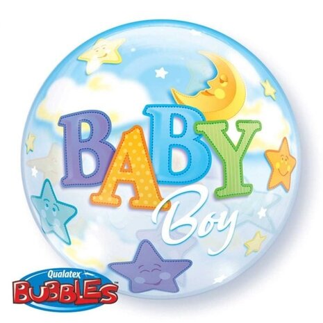 Qualatex Hélium Ballon Bubble bébé garçon 56 cm | par unité Qualatex Hélium Ballon Bubble bébé garçon 56 cm | par unité