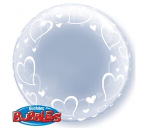 Qualatex Hélium Balloon Bubble Hartjes 61cm | par unité Qualatex Hélium Balloon Bubble Hartjes 61cm | par unité