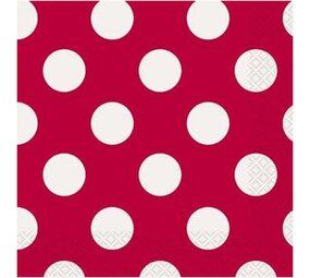 Servet rood met witte stippen | 16 stuks Servet rood met witte stippen | 16 stuks