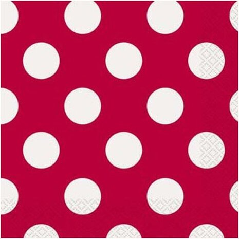 Napkin red with white dots 16 pieces Napkin red with white dots 16 pieces