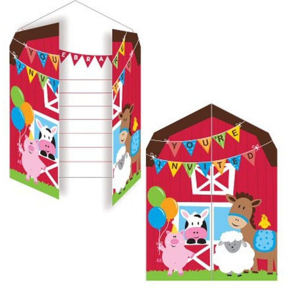 Uitnodigingen Boerderij dieren 10x12cm | 8 stuks Uitnodigingen Boerderij dieren 10x12cm | 8 stuks