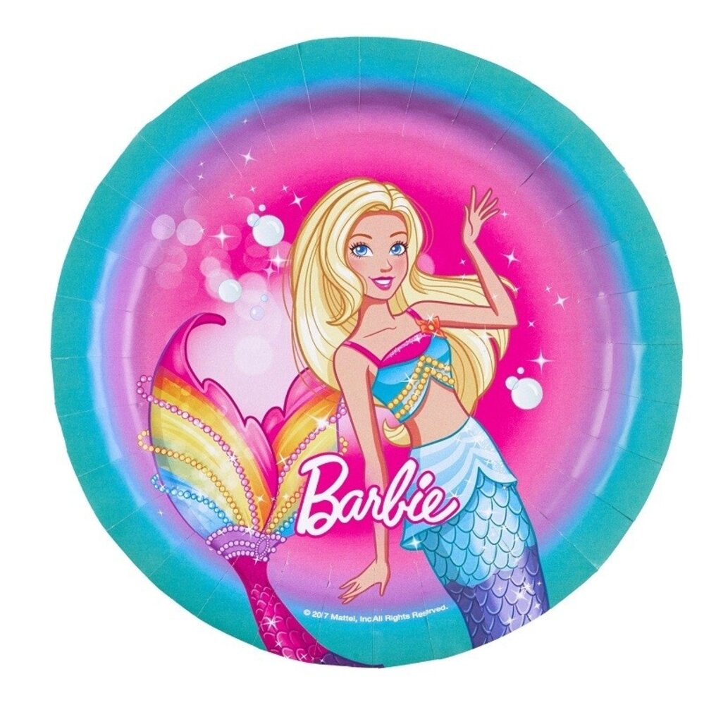 Bord Barbie & Zeemeermin 18cm | 8 stuks Bord Barbie & Zeemeermin 18cm | 8 stuks