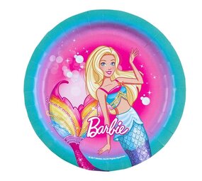 Bord Barbie &amp; Zeemeermin 18cm | 8 stuks