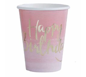 Ginger Ray Beker Ombre roze met goud 8 stuks