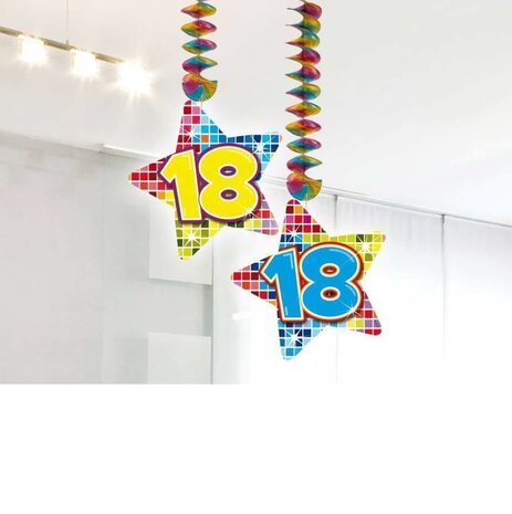 Decoratie spiraal 18 jaar stervorm 2 stuks