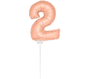 Folat Cijfer ballon 2 Rose Goud met stokje | 36cm Folat Cijfer ballon 2 Rose Goud met stokje | 36cm