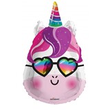 Helium balloon unicorn with glasses | 45cm