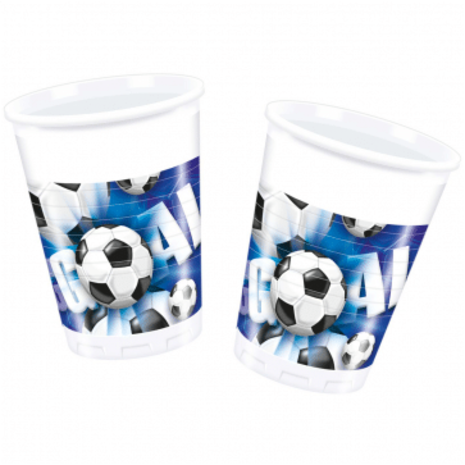 Voetbal Bekers Goal Blauw 200 ml | 8 stuks