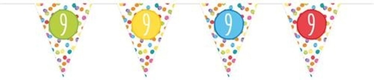 Drapeau Line Slinger 9 Année Couleurs festives Papier | 6 mètres