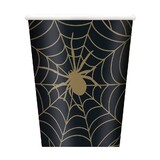 Unique Party Cup Spider Web Black-Gold 270 ml | 8 Stücke