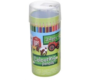 Tuf-Tuf Crayons de couleur dans le tube de ferme | 24 pièces Tuf-Tuf Crayons de couleur dans le tube de ferme | 24 pièces
