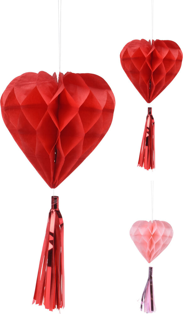 Tuf-Tuf Hang Decoratie Honeycomb Hart met Tassel | 2 stuks Tuf-Tuf Hang Decoratie Honeycomb Hart met Tassel | 2 stuks