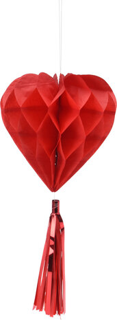 Tuf-Tuf Hang Decoration Coeur en nid d'abeille avec gland | 2 pièces