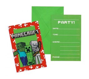 Procos Party Minecraft Uitnodigingen | 6 stuks