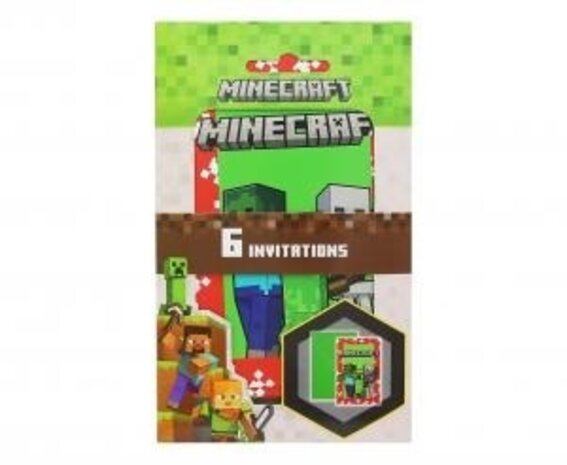Cartes d'invitation Minecraft 10 pièces