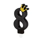 Tuf-Tuf Black candle with gold crown 9cm | Number 8
