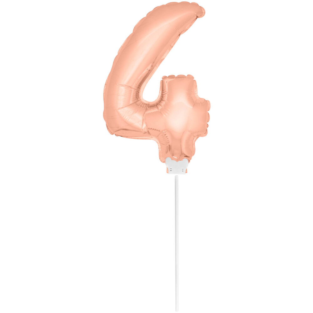 Figure balloon 4 pink gold with stick | 36cm