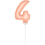 Figure balloon 4 pink gold with stick | 36cm Figure balloon 4 pink gold with stick | 36cm